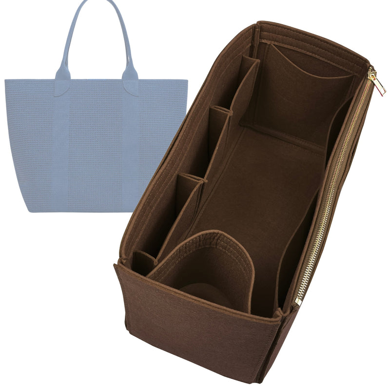 Organizer for [The Lightweight Petite Tote, Rothys] Tote Purse Bag Insert Liner Shaper (Felt, Wide Open Pockets)