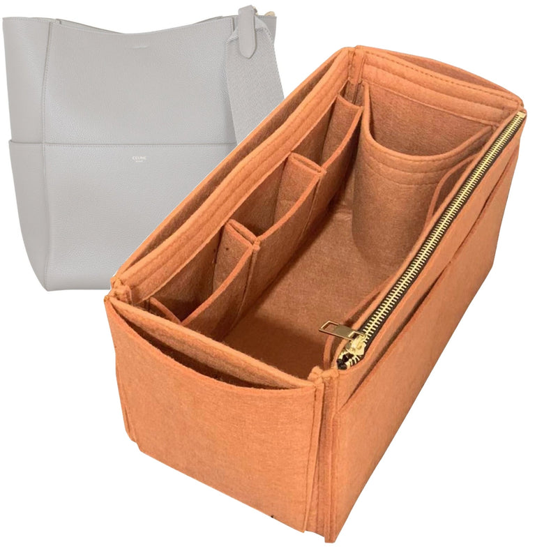 Organizer for [Sangle Bucket Small, Celine] Tote Purse Bag Insert Liner Shaper (Felt, Wide Open Pockets)
