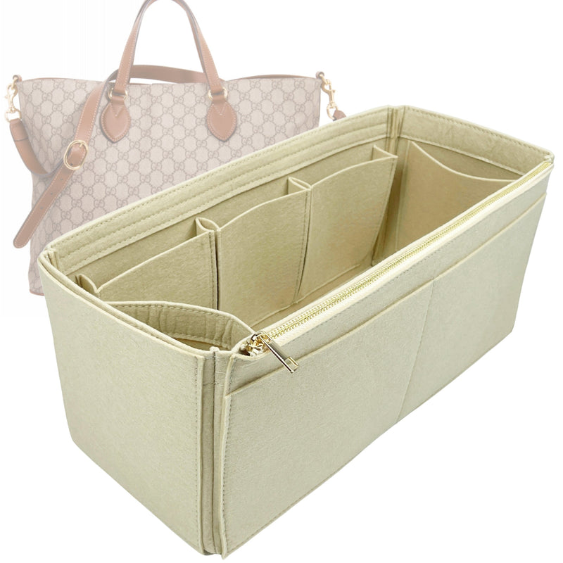 Organizer for [Soft GG Blooms, Gucci] Tote Purse Bag Insert Liner Shaper (Felt, Wide Open Pockets)