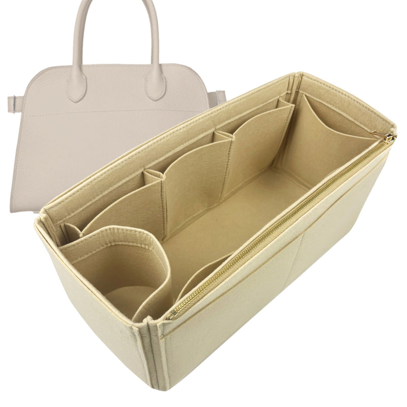 Organizer for [Soft Margaux 15 Bag in Leather, The Row] Tote Purse Bag Insert Liner Shaper (Felt, Wide Open Pockets)