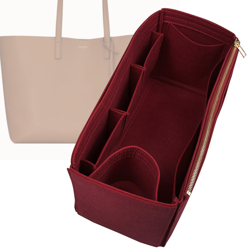 Organizer for [Shopping, Saint Laurent (YSL)] Tote Purse Bag Insert Liner Shaper (Felt, Wide Open Pockets)
