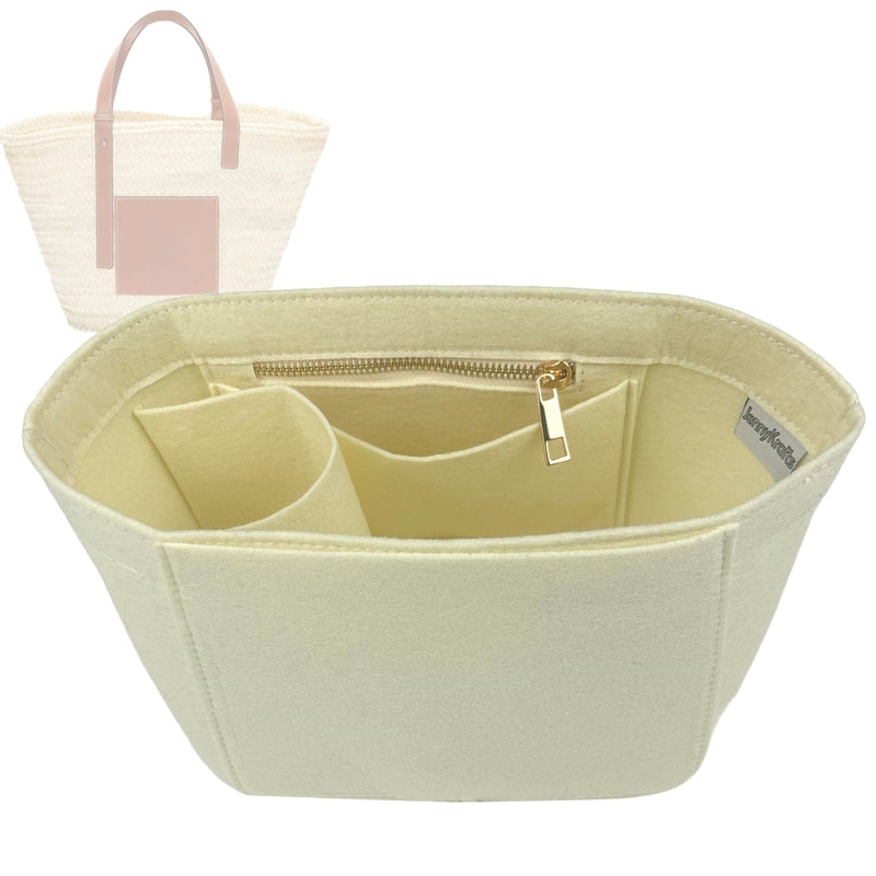 Organizer for [Small Basket bag in palm leaf and calfskin, Loewe] Tote Purse Bag Insert Organiser Liner Shaper (Felt, Contour Fit)