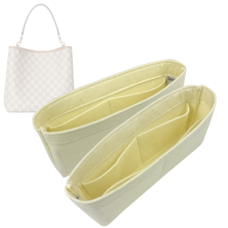 Organizer for [GG Emblem medium bucket bag, 9.8W x 9.8H x 5.9D, Gucci] Tote Purse Bag Insert Organiser Liner Shaper (Felt, A Pair of Inserts)