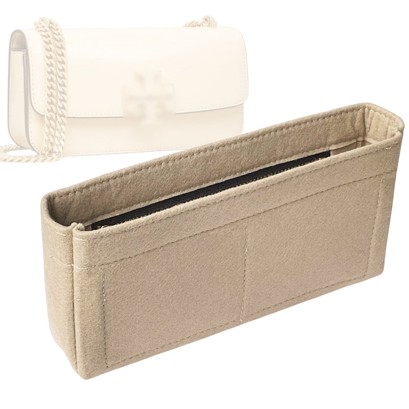 Organizer for [Small Eleanor Rectangular Bag, Tory Burch] Tote Purse Bag Insert Organiser Liner Shaper (Felt, Slim with Zip Pocket)