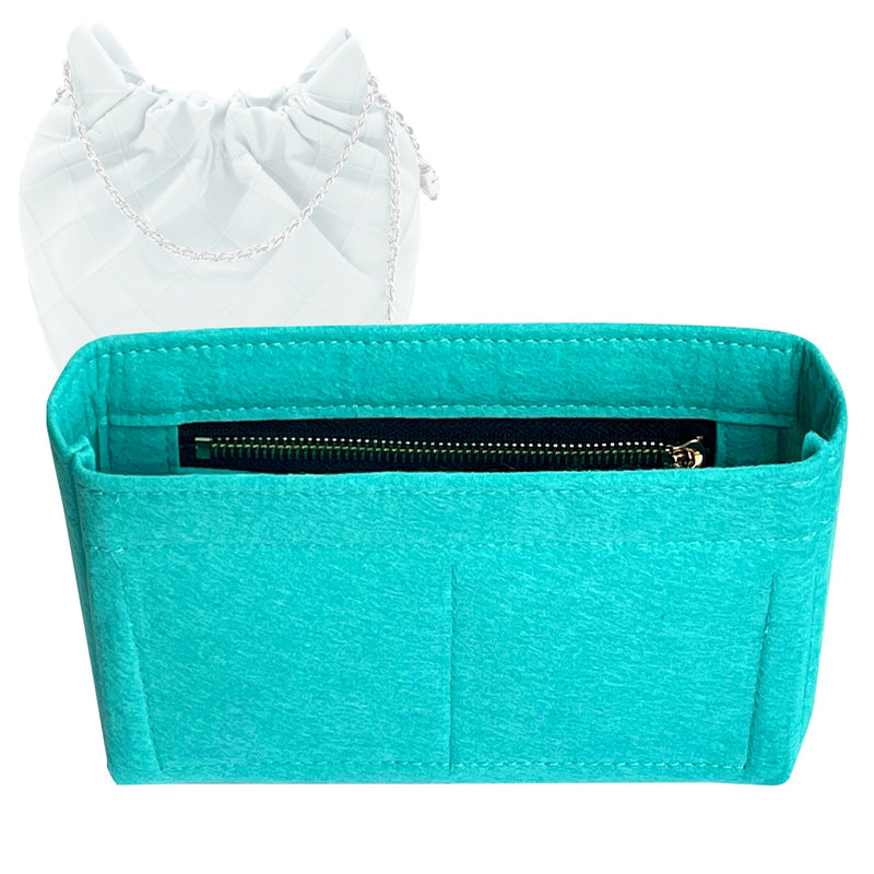 Organizer for [Mini Fleming Drawstring Bag, Tory Burch] Tote Purse Bag Insert Organiser Liner Shaper (Felt, Slim with Zip Pocket)