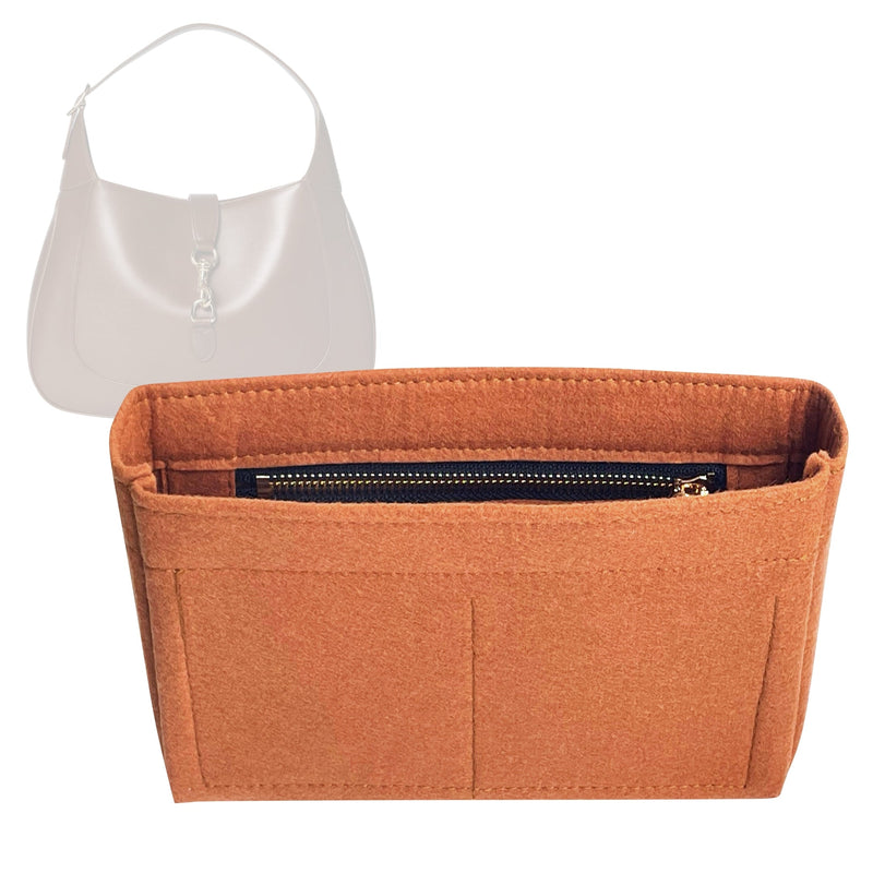 Organizer for [Jackie 1961 Large Bag 13.8W, 13.8W x 12.6H x 2.2D, Gucci] Tote Purse Bag Insert Organiser Liner Shaper (Felt, Slim with Zip Pocket)