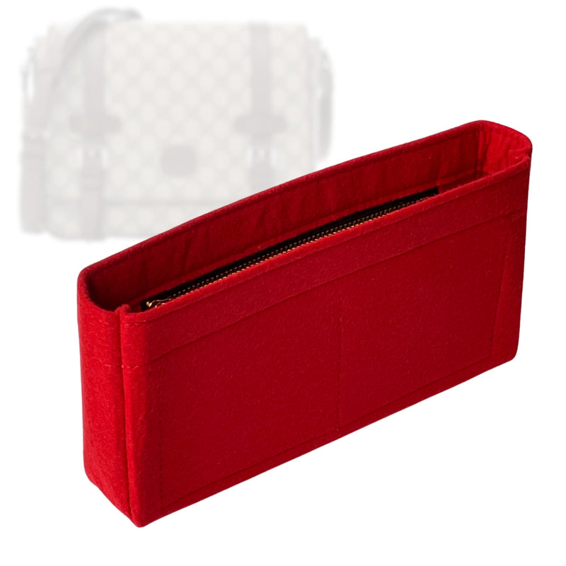 Organizer for [GG Supreme Monogram Textured Dollar Calfskin Retro Interlocking G Flap Messenger, Gucci] Tote Purse Bag Insert Organiser Liner Shaper (Felt, Slim with Zip Pocket)