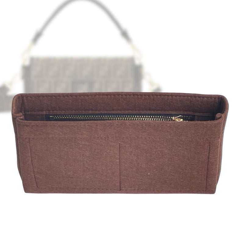 Organizer for [Baguette Mamma, Fendi] Tote Purse Bag Insert Liner Shaper (Felt, Slim with Zip Pocket)