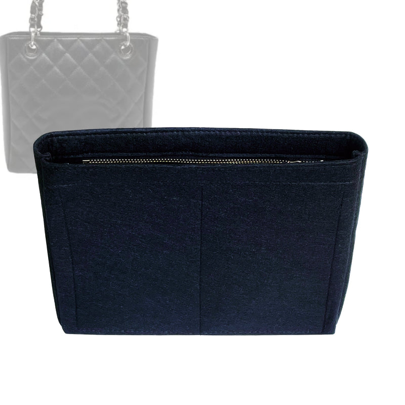 Organizer for [Petite Shopping Tote, Chanel] Tote Purse Bag Insert Liner Shaper (Felt, Slim with Zip Pocket)