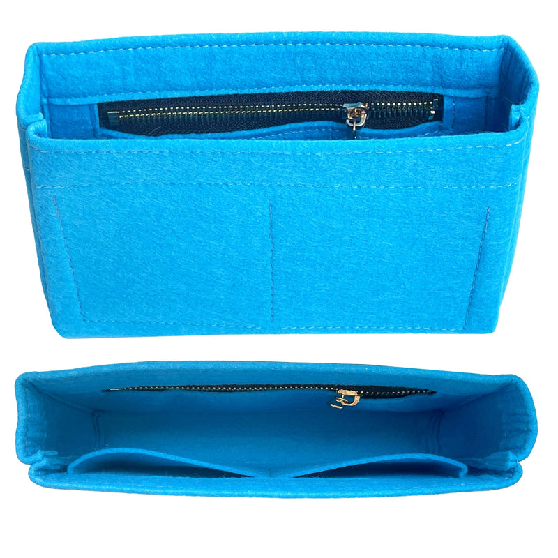 Organizer for [Mini Pouch, Bottega Veneta] Bag Insert (Felt, Slim with Zip Pocket)