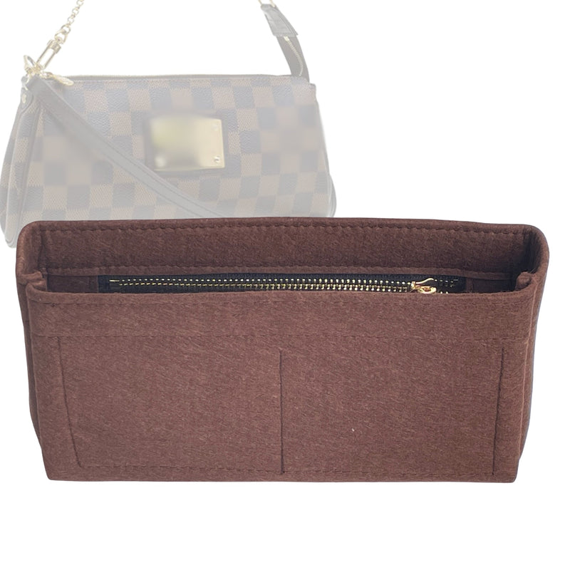 Organizer for [Eva Clutch, LV] Tote Purse Bag Insert Liner Shaper (Felt, Slim with Zip Pocket)