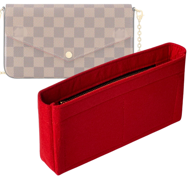 Organizer for [Felicie Pochette, LV] Tote Purse Bag Insert Liner Shaper (Felt, Slim with Zip Pocket)