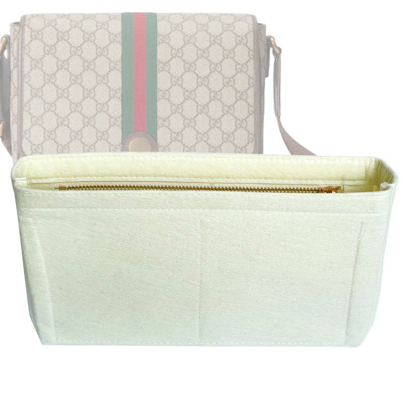 Organizer for [Medium messenger bag, Gucci] Tote Purse Bag Insert Liner Shaper (Felt, Slim with Zip Pocket)