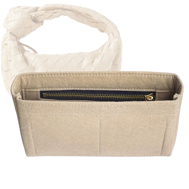 Organizer for [Small Jodie, Bottega Veneta] Tote Purse Bag Insert Liner Shaper (Felt, Slim with Zip Pocket)