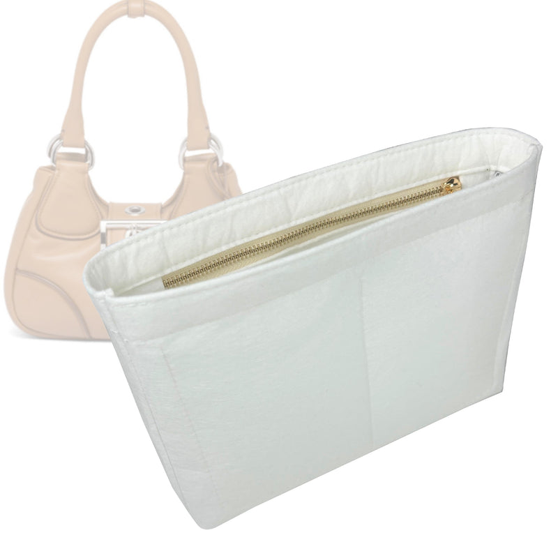 Organizer for [Moon padded nappa-leather bag, Prada] Tote Purse Bag Insert Liner Shaper (Felt, Slim with Zip Pocket)