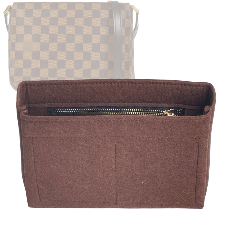 Organizer for [Musette Tango, LV] Tote Purse Bag Insert Liner Shaper (Felt, Slim with Zip Pocket)