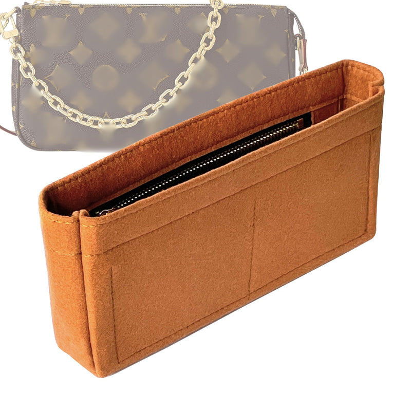 Organizer for [Pochette Voyage MM, LV] Tote Purse Bag Insert Liner Shaper (Felt, Slim with Zip Pocket)