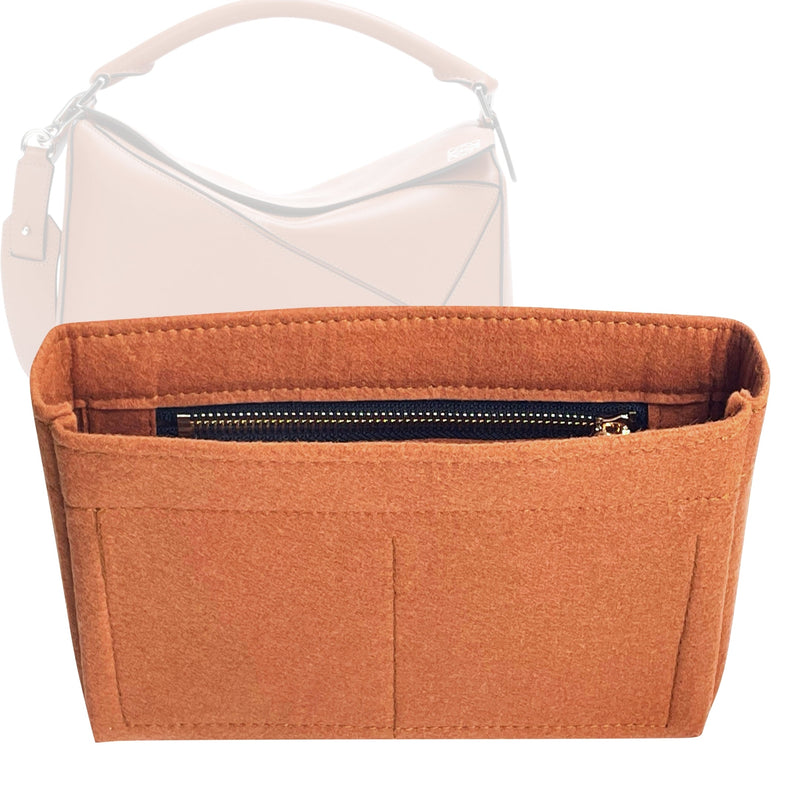 Organizer for [Puzzle Small, Loewe] Tote Purse Bag Insert Liner Shaper (Felt, Slim with Zip Pocket)