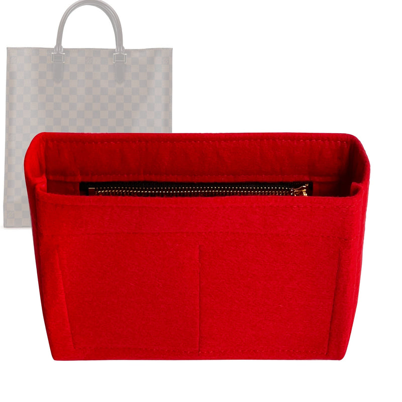 Organizer for [Sac Plat, LV] Tote Purse Bag Insert Liner Shaper (Felt, Slim with Zip Pocket)