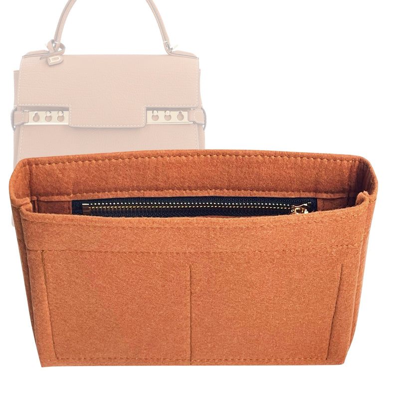 Organizer for [Tempete PM, Delvaux] Tote Purse Bag Insert Liner Shaper (Felt, Slim with Zip Pocket)