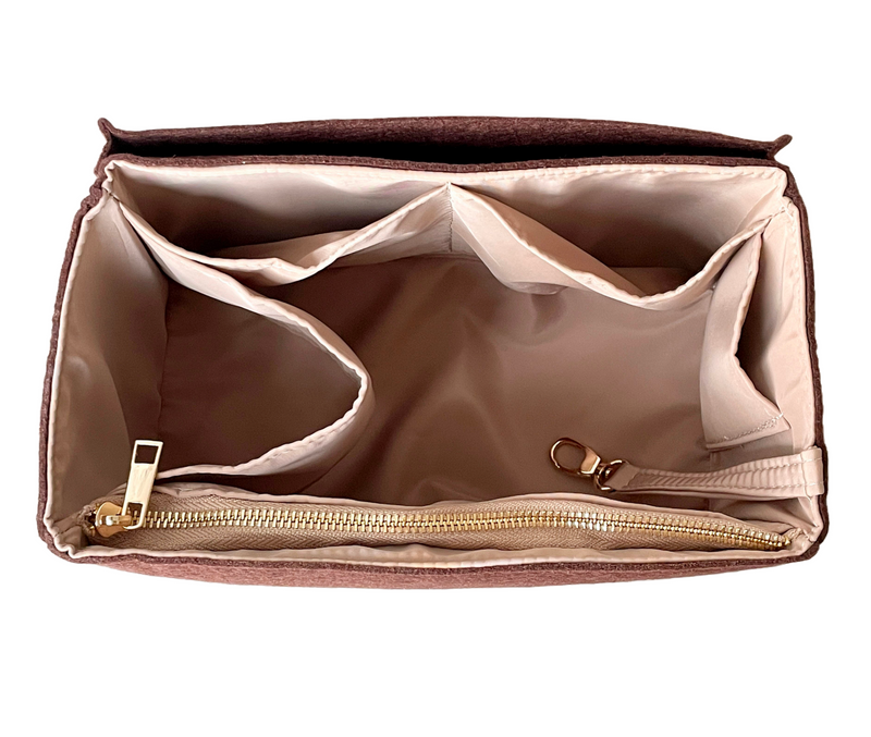 [Bottega Veneta Medium Intrecciato Duffle] Waterproof Bag Organizer - Customized Purse Insert, Tote Liner Protector, Handbag Organiser (Type D, Single Zip, with Key Hook)