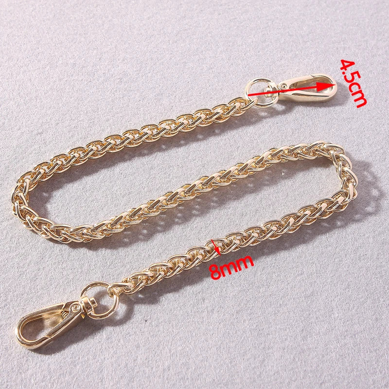 Strong Steel Bag Chain -  8mm Gold, Silver, Gun Black, Brushed Bronze Detachable Replacement Purse Chain, Bag Belts Strap Handle
