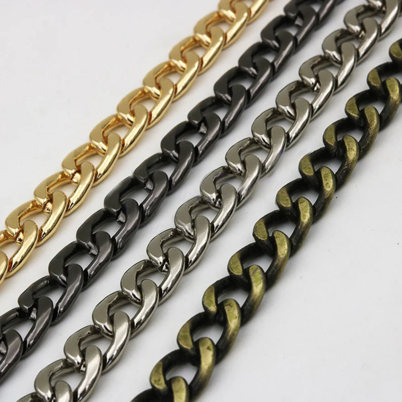 100/110/120cm Aluminum Metal Chain DIY Replacement Shoulder Bag Strap Chain High Quality Gold Black D Buckle for Bag Accessories