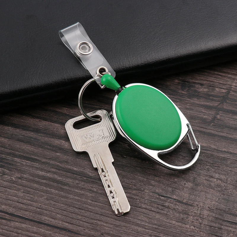 1 PC Unisex ID Badge Lanyard Name Tag Retractable Reel Pull Keychain Key Card Holder Belt Clip Durable Key Ring Bag Chain Clip