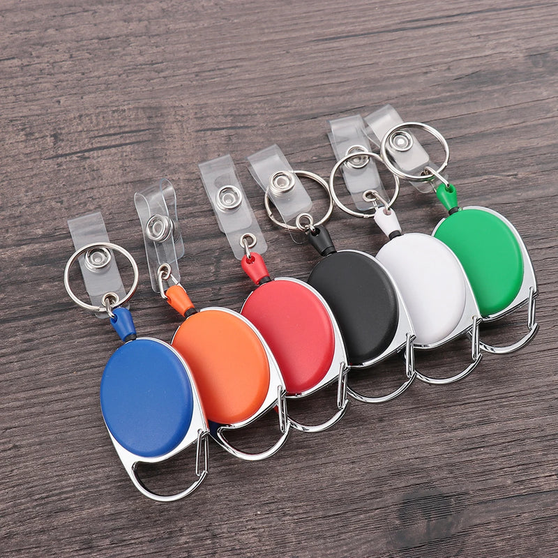1 PC Unisex ID Badge Lanyard Name Tag Retractable Reel Pull Keychain Key Card Holder Belt Clip Durable Key Ring Bag Chain Clip