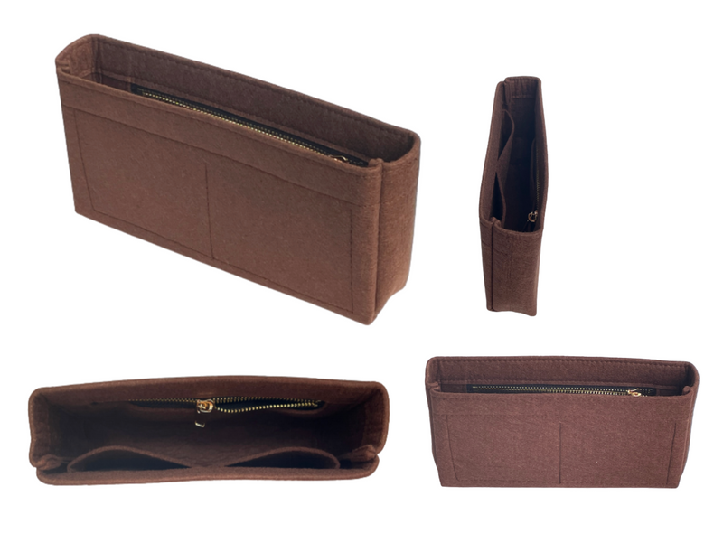 [Baguette 27cm Bag Organizer] Felt Purse Insert, Liner Protector, Customized Tote Organize Handbag (Type Slim, with Zip)