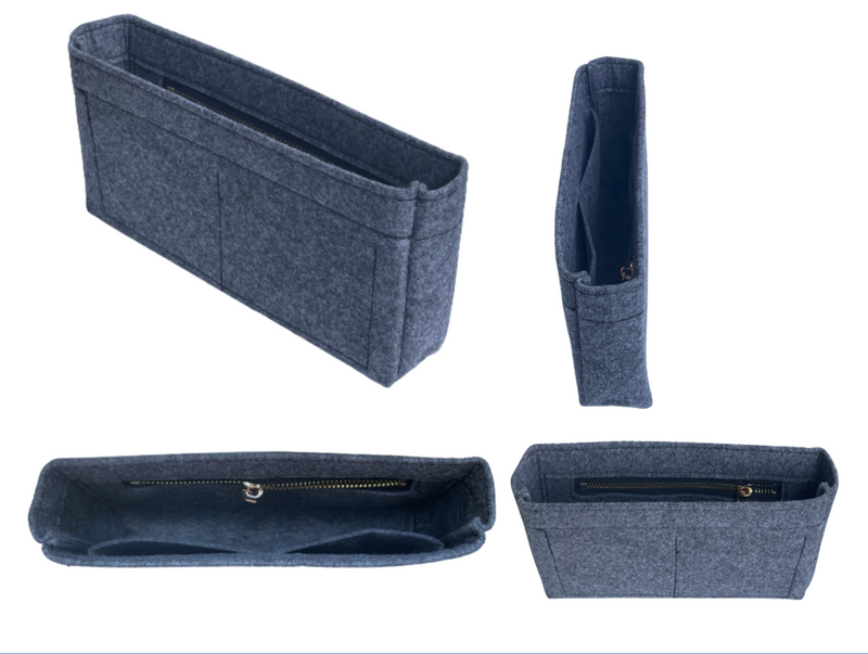 [LV] Toiletry Pouch 19 Bag Organizer] Felt Purse Insert, Liner Protector, Customized Tote Organize Handbag (Type Slim, with Zip)