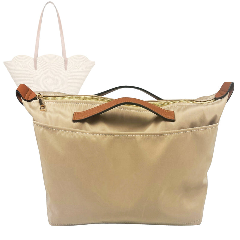 Organizer for [Classic Panier Braided Triomphe Small, Celine] Tote Purse Bag Insert Organiser Liner Shaper (Nylon, Zip Cover with Handle)