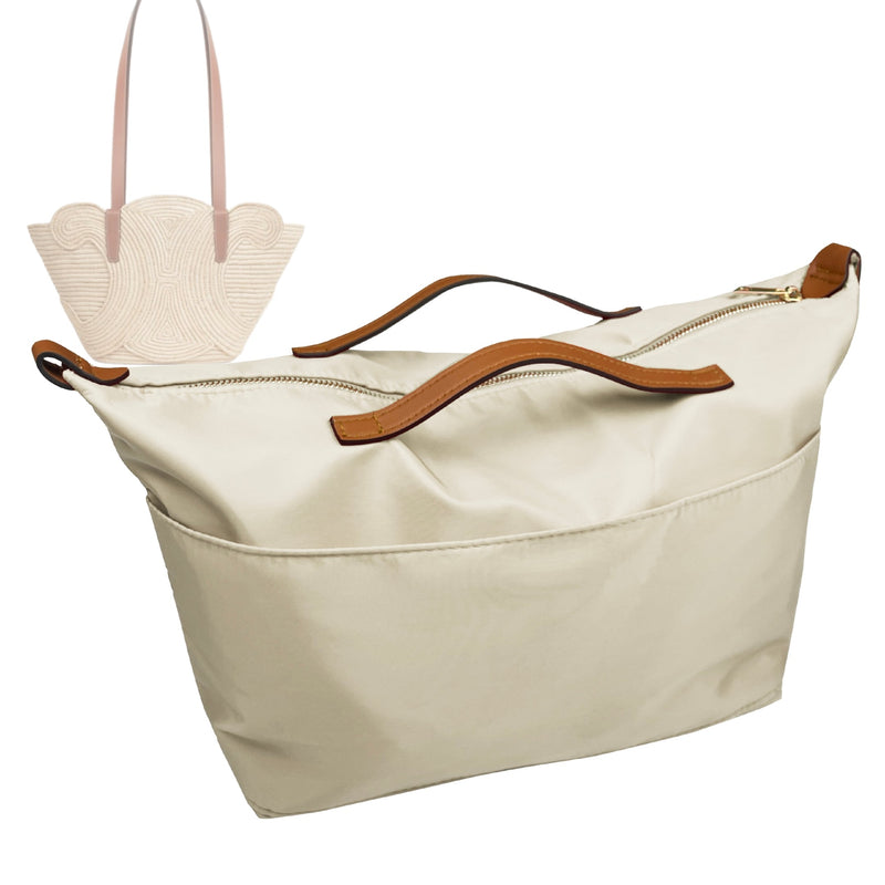 Organizer for [Classic Panier Braided Triomphe Small, Celine] Tote Purse Bag Insert Organiser Liner Shaper (Nylon, Zip Cover with Handle)