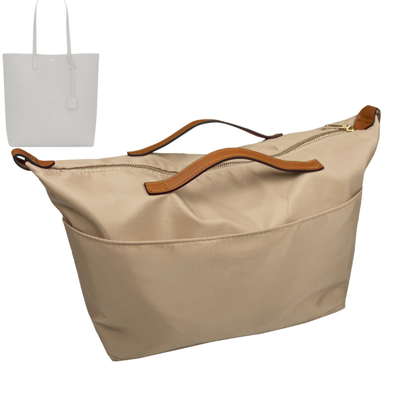 Organizer for [N/S Shopping Saint Laurent in Leather, Saint Laurent (YSL)] Tote Purse Bag Insert Organiser Liner Shaper (Nylon, Zip Cover with Handle)