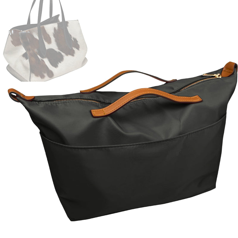 Organizer for [Animal print hair-on leather maxi tote bag, Massimo Dutti] Tote Purse Bag Insert Organiser Liner Shaper (Nylon, Zip Cover with Handle)