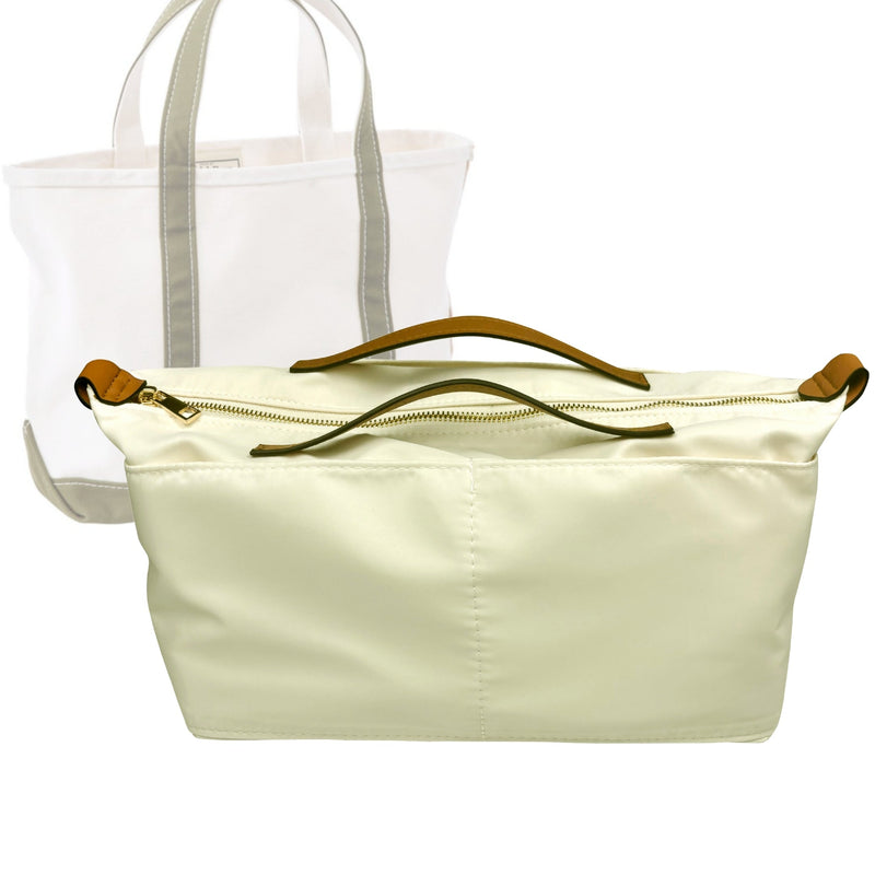 Organizer for [Boat and Tote - Extra Large, L.L.Bean] Tote Purse Bag Insert Liner Shaper (Nylon, Zip Cover with Handle)