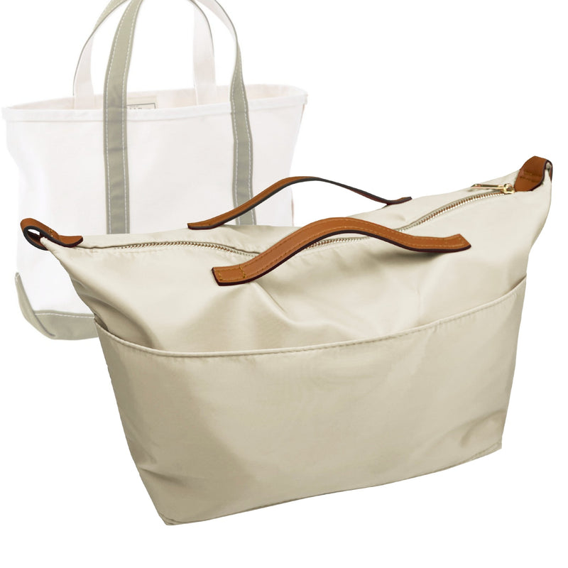 Organizer for [Boat and Tote - Large, L.L.Bean] Tote Purse Bag Insert Liner Shaper (Nylon, Zip Cover with Handle)