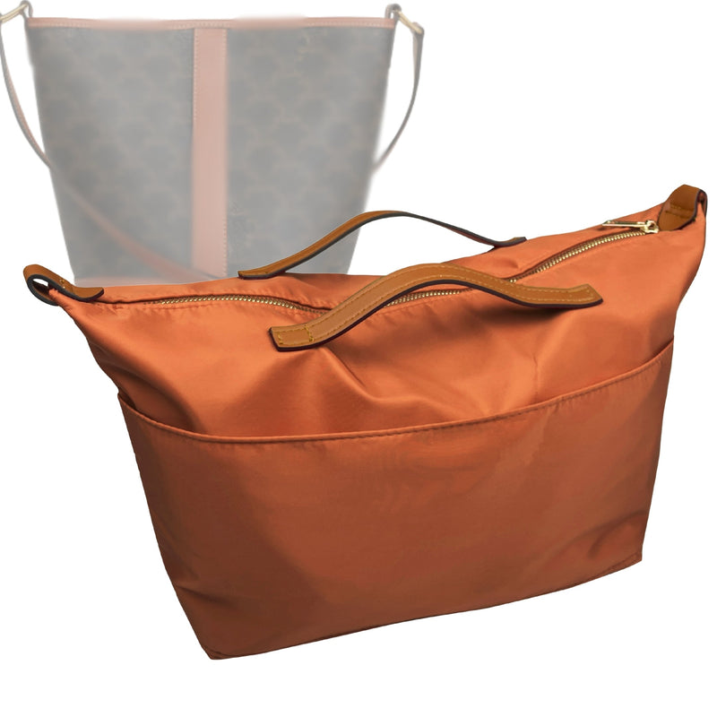 Organizer for [Medium Bucket in Triomphe, Celine] Tote Purse Bag Insert Liner Shaper (Nylon, Zip Cover with Handle)