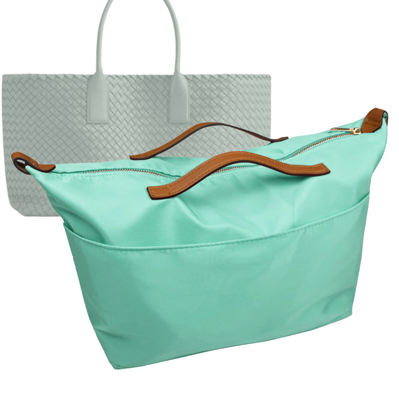 Organizer for [Small Cabat, Bottega Veneta] Tote Purse Bag Insert Liner Shaper (Nylon, Zip Cover with Handle)