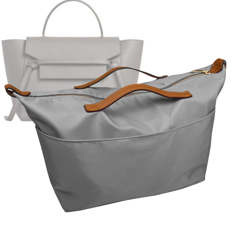 Organizer for [Micro Belt, Celine] Tote Purse Bag Insert Liner Shaper (Nylon, Zip Cover with Handle)