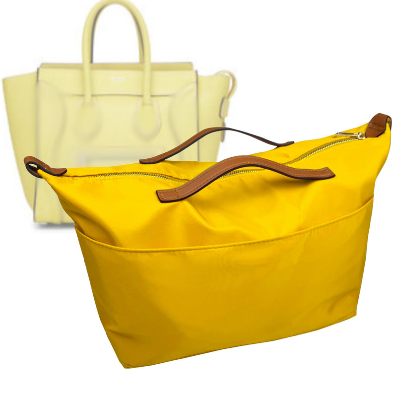 Organizer for [Nano Luggage, Celine] Tote Purse Bag Insert Liner Shaper (Nylon, Zip Cover with Handle)
