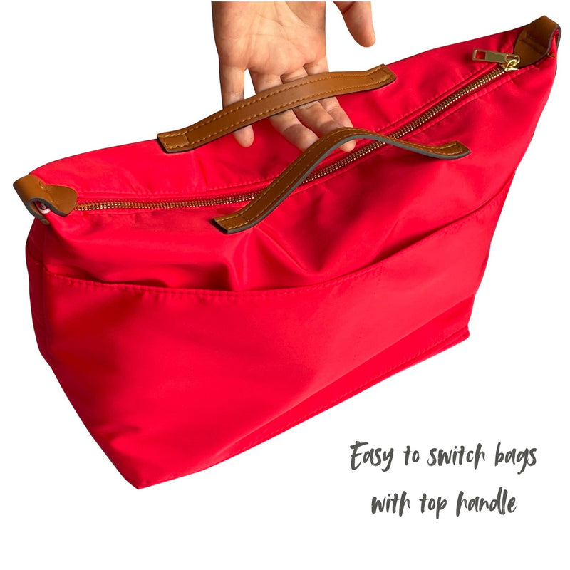 Organizer for [Le Pliage Green M Travel Bag, Longchamp] Bag Insert (Nylon, Zip Cover with Handle)