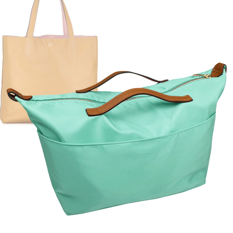 Organizer for [Double Sens 45, Hermes] Tote Purse Bag Insert Liner Shaper (Nylon, Zip Cover with Handle)