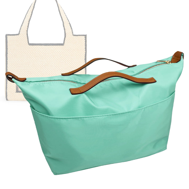 Organizer for [Small Font Tote in raffia, Loewe] Tote Purse Bag Insert Liner Shaper (Nylon, Zip Cover with Handle)