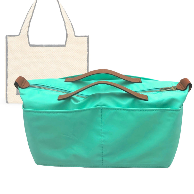 Organizer for [Medium Font Tote in raffia, Loewe] Tote Purse Bag Insert Liner Shaper (Nylon, Zip Cover with Handle)