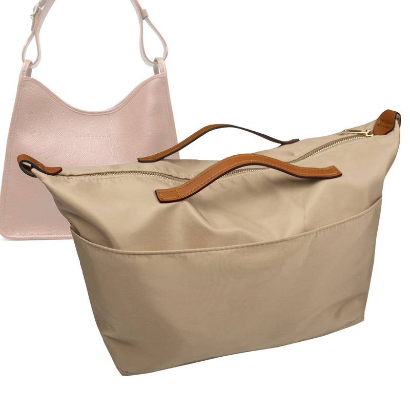 Organizer for [Le Foulonné Large, Longchamp] Tote Purse Bag Insert Liner Shaper (Nylon, Zip Cover with Handle)