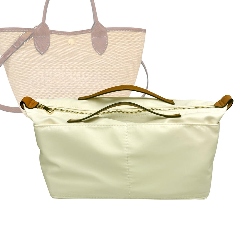 Organizer for [Le Panier Pliage S Basket, Longchamp] Tote Purse Bag Insert Liner Shaper (Nylon, Zip Cover with Handle)