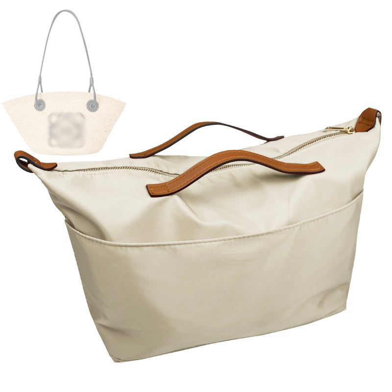 Organizer for [Large Anagram Basket bag in iraca palm and calfskin, Loewe] Tote Purse Bag Insert Liner Shaper (Nylon, Zip Cover with Handle)