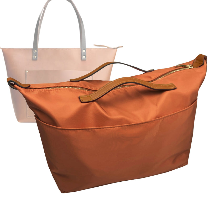 Organizer for [Zipper Tote Oversized, Portland Leather Goods] Tote Purse Bag Insert Liner Shaper (Nylon, Zip Cover with Handle)