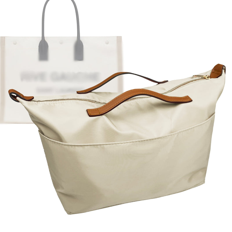 Organizer for [Rive Gauche Large, Saint Laurent (YSL)] Tote Purse Bag Insert Liner Shaper (Nylon, Zip Cover with Handle)